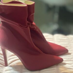 Elegant Red Stiletto Ankle Boots